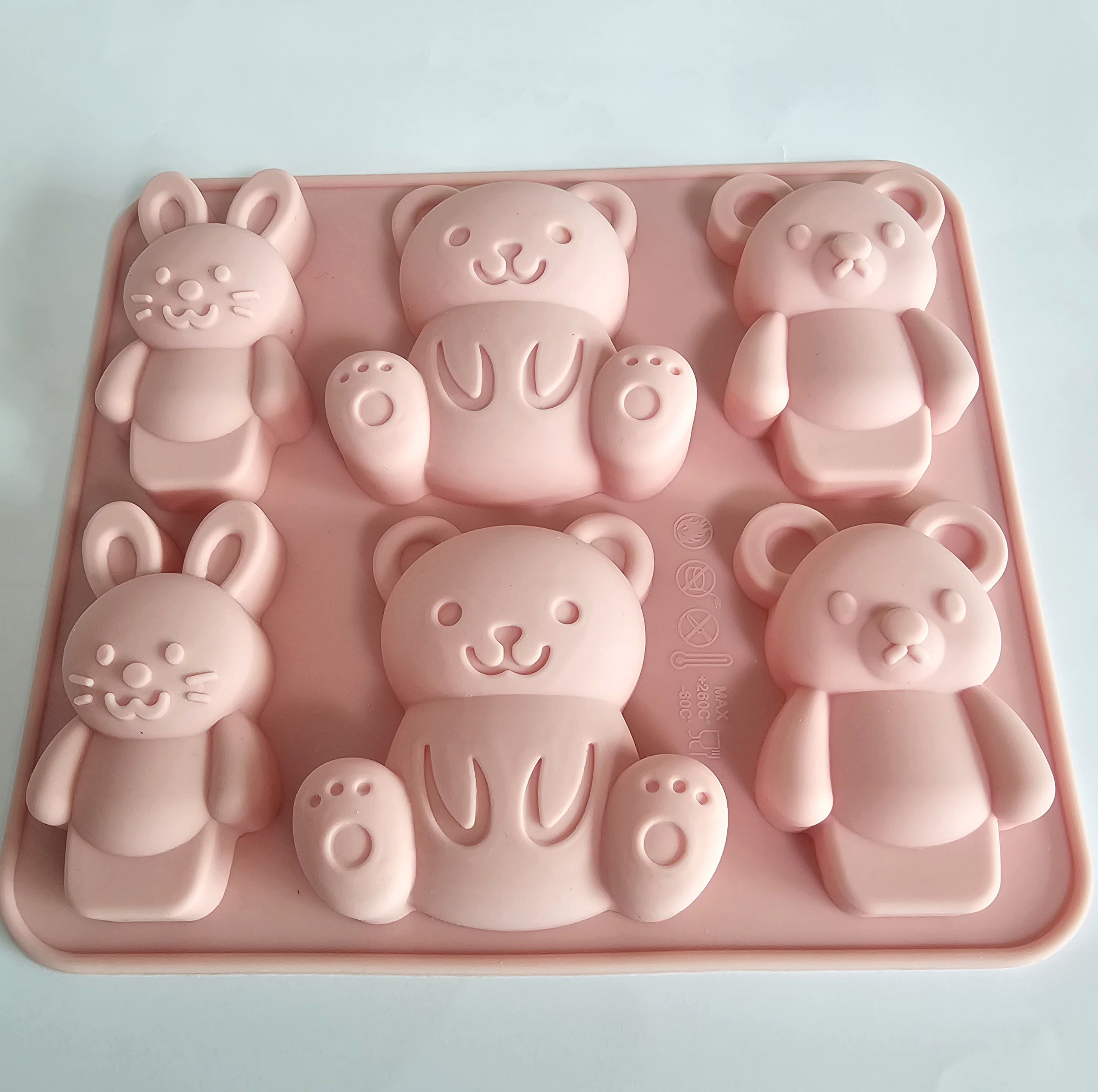 토끼 곰 실리콘 몰드 6구 빅사이즈 초콜릿 만들기 케이크장식 키링 비누 재료 도구